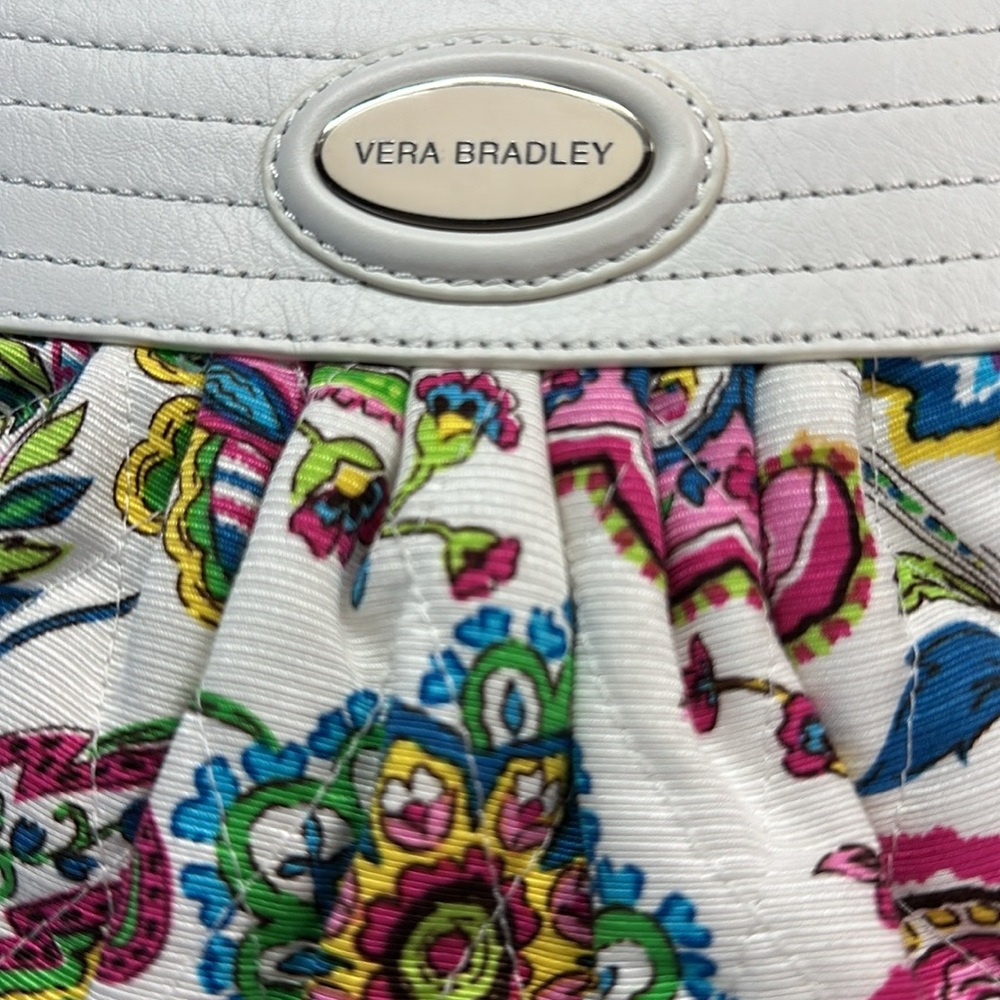 Vera Bradley Floral Paisley Leather Shoulder Bag Palm Beach Gardens Spring White - Picture 3 of 6